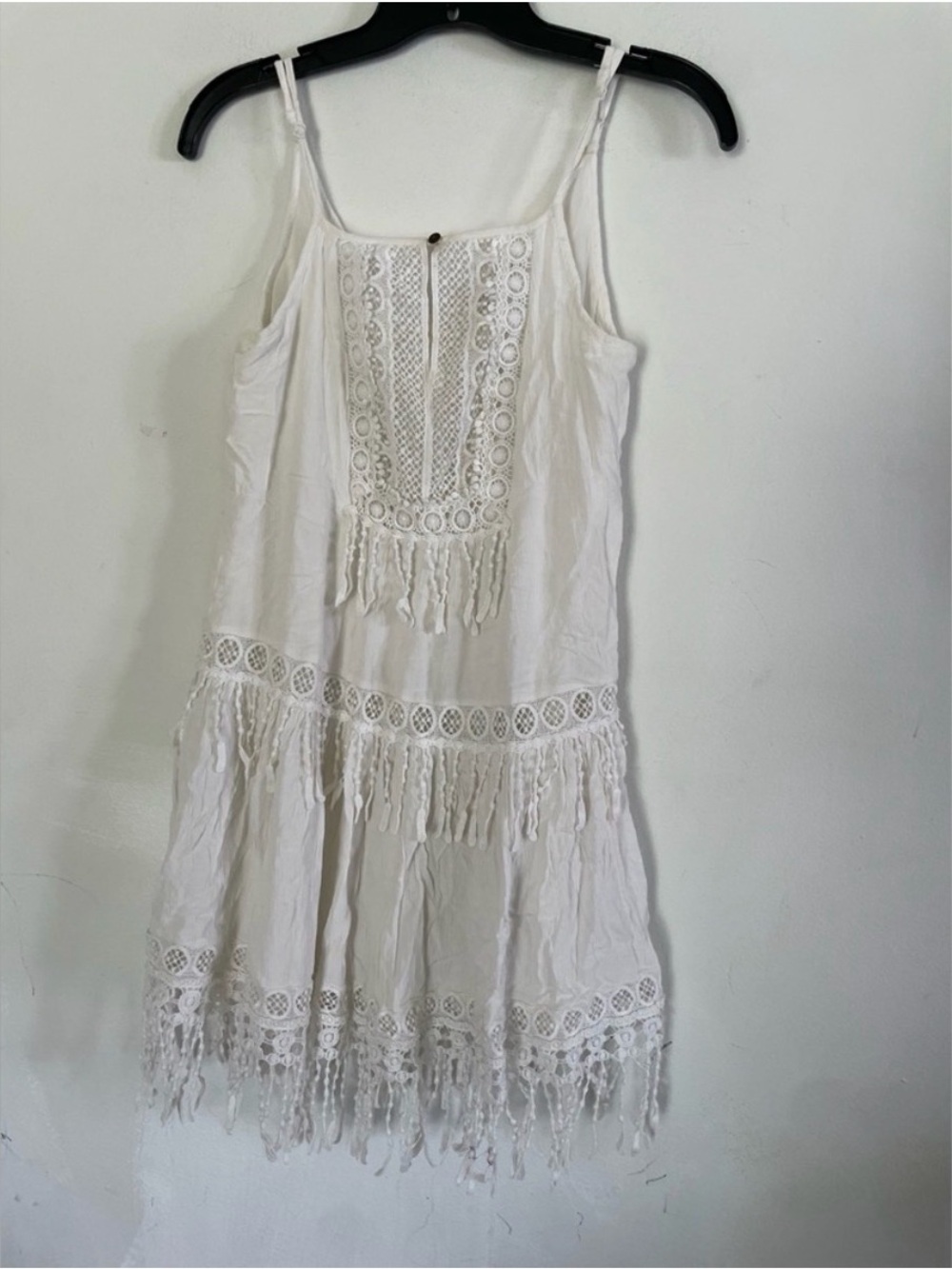 Boho White Eyelet Fringe Sundress